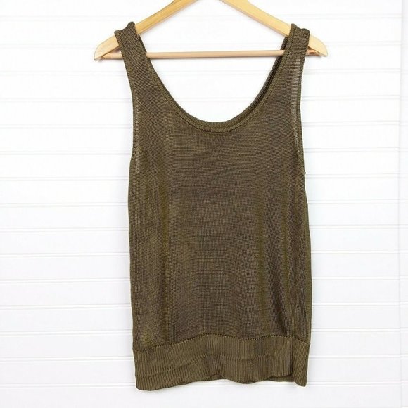 Ann Taylor Olive Green Textured Loose Tank Top - Picture 1 of 7